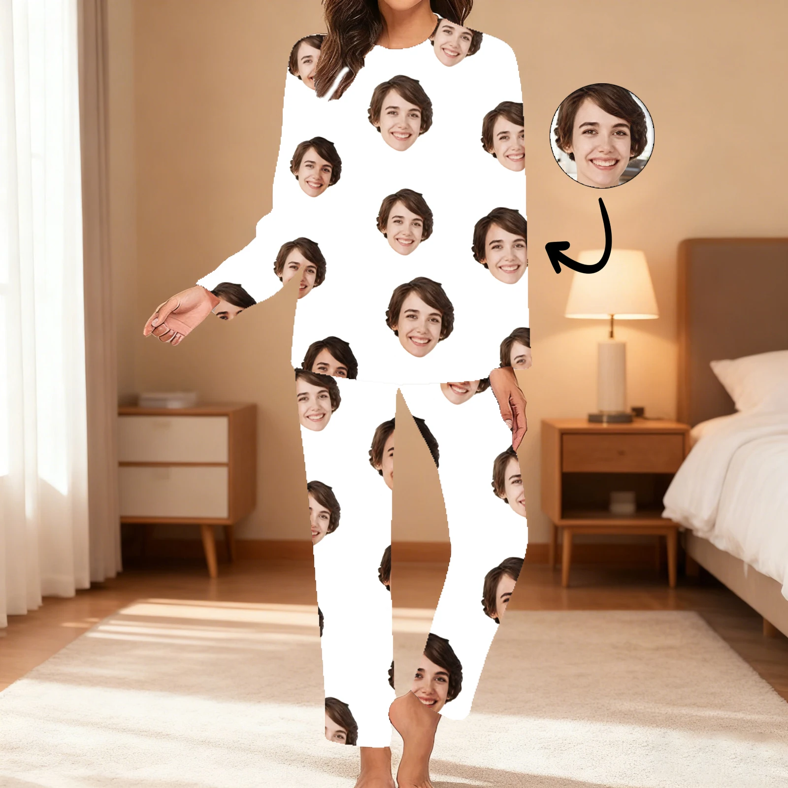 مجموعة ملابس نوم منزلية مخصصة مجموعة ملابس نوم وجه شخصية هدية عيد الميلاد العائلية مجموعة بيجامات مخصصة #1