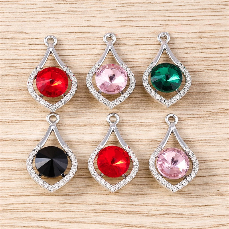 10 Stück elegante Kristall-Metall-Anhänger in Form von Liebesherzen und Wassertropfen für die Schmuckherstellung, Halsketten, Ohrringe, DIY-Bastelzubehör – Detail 8