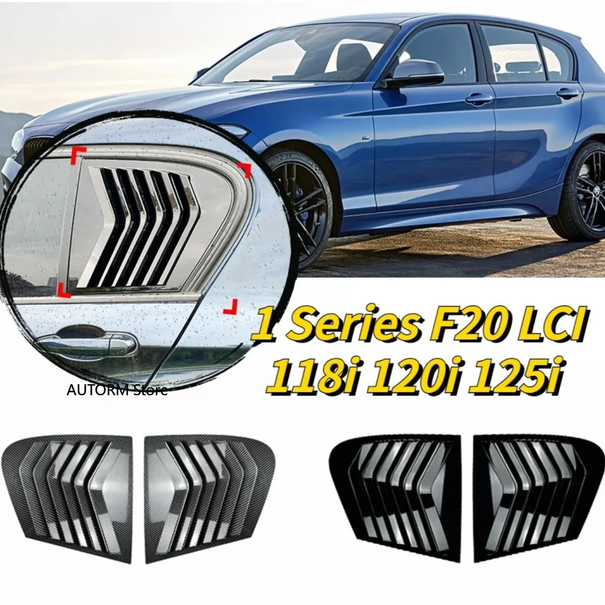 For Bmw F20 1Series 118i 120i 2011-2019 Pair Side Window Spoiler Splitter Cover Trim Rear Triangle Louver Window Sunshade Tuning