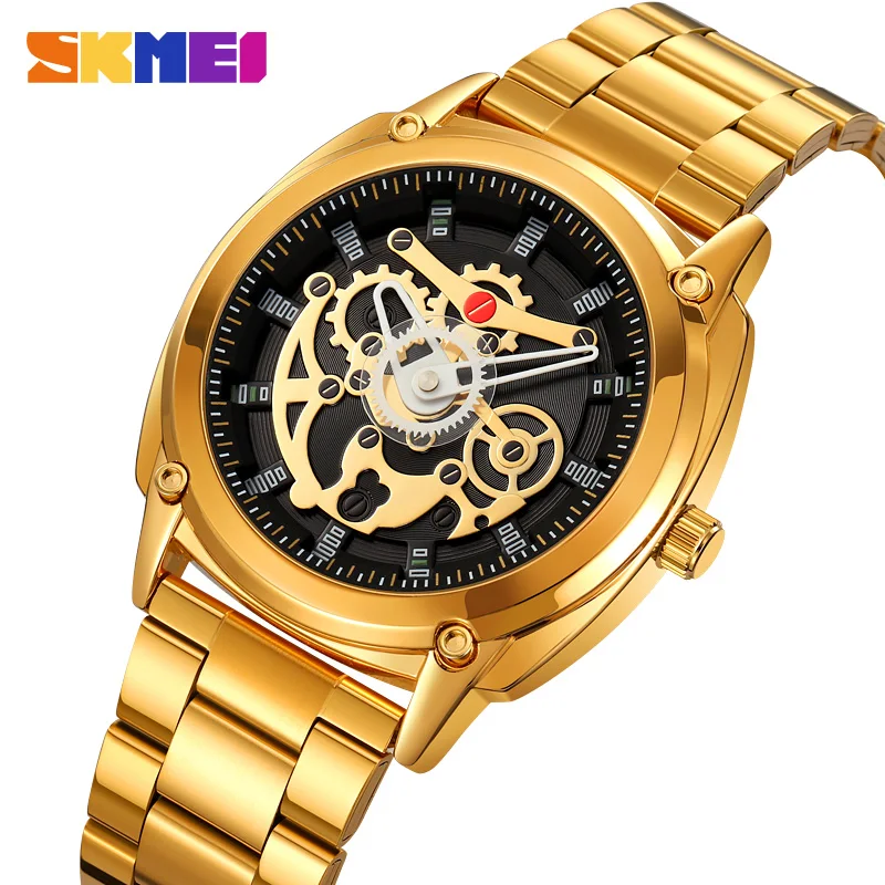 

SKMEI Luxurious Complex Quartz Movement Watches Mens Stainless Steel Strap 3Bar Waterproof Time Wristwatches Reloj para hombre