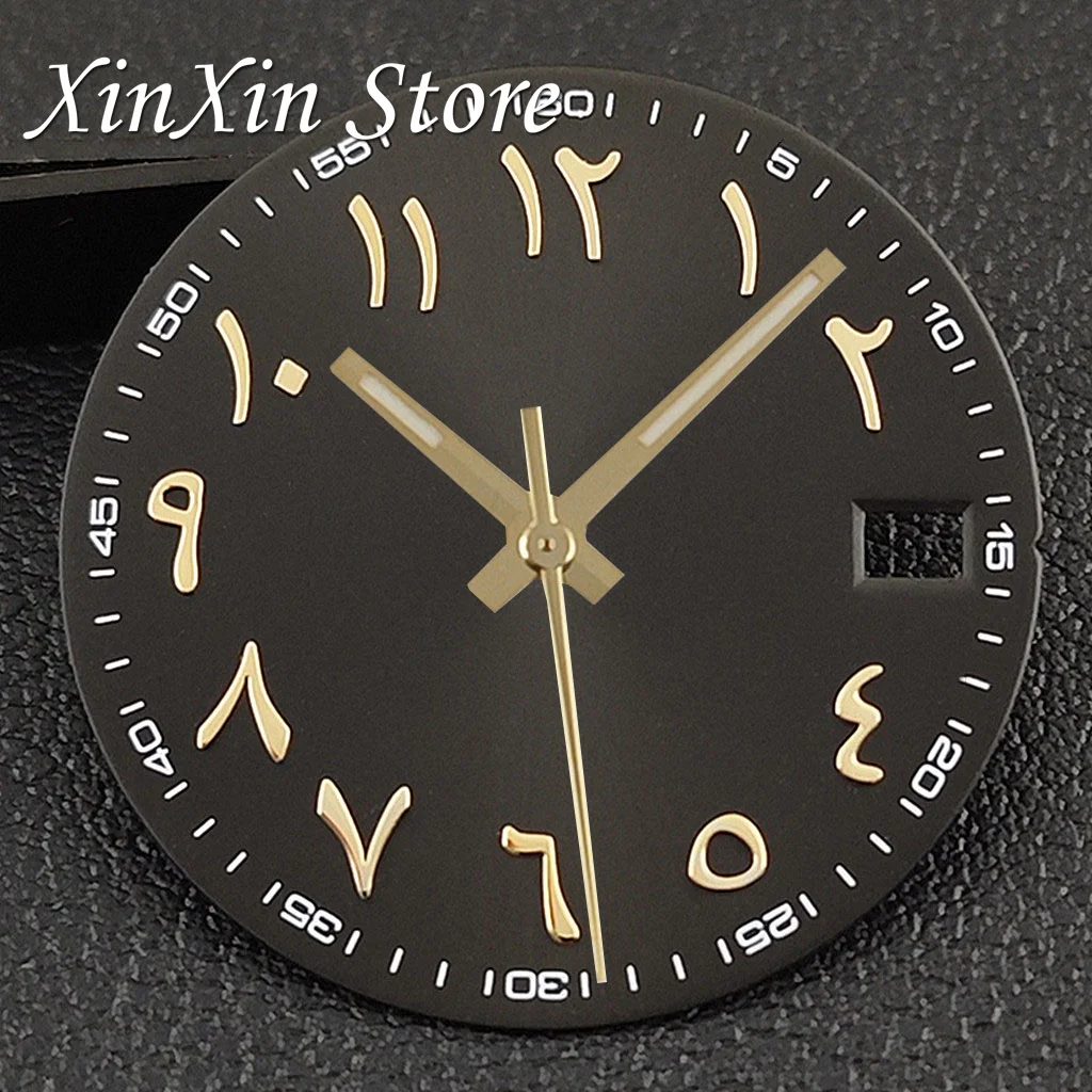 Pink Colour Arabic NH35 28.5MM Sunburst Watch Dial Arabic Numeral Watch Faces With NH35 Watch Hands For NH35 NH36 4R 7S Movement image 3