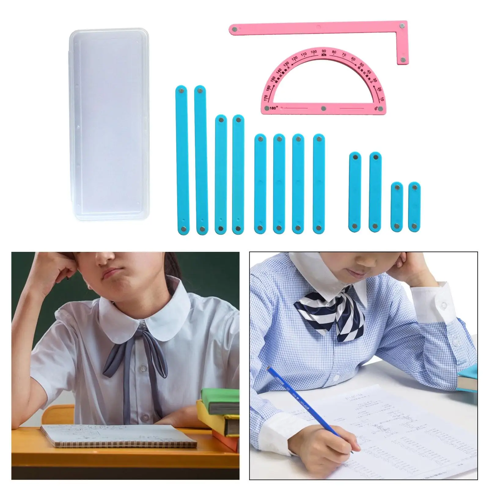 Math Geometry Ruler Kit Tool Montessori for Blackboard Students Whiteboard