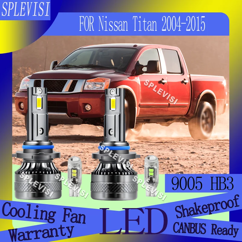 安全な夜間運転のためのアンチフリッカー高輝度ビーム2個セット-日産タイタン-2004-2005-2006-2007-2008-2009-2010-2011-2013-2014-2015用