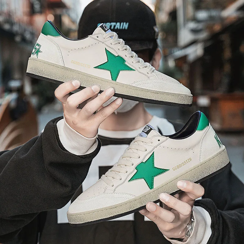 

Leather Skate oes Men's Spring New Sle Breathable Versatile White Sneakers Lightweight Soft Bot Dir Trendy oes