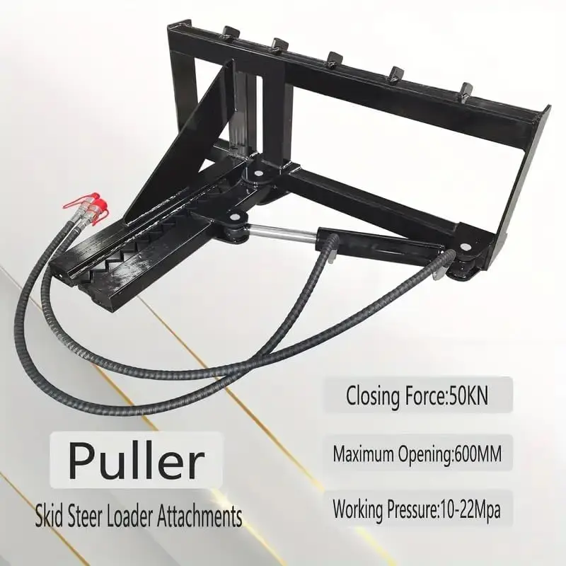 MMS Heavy Duty Post and Tree Pole Puller Attachment Durable Construction with Adjustable Hydraulic System for Skid Steer Loader