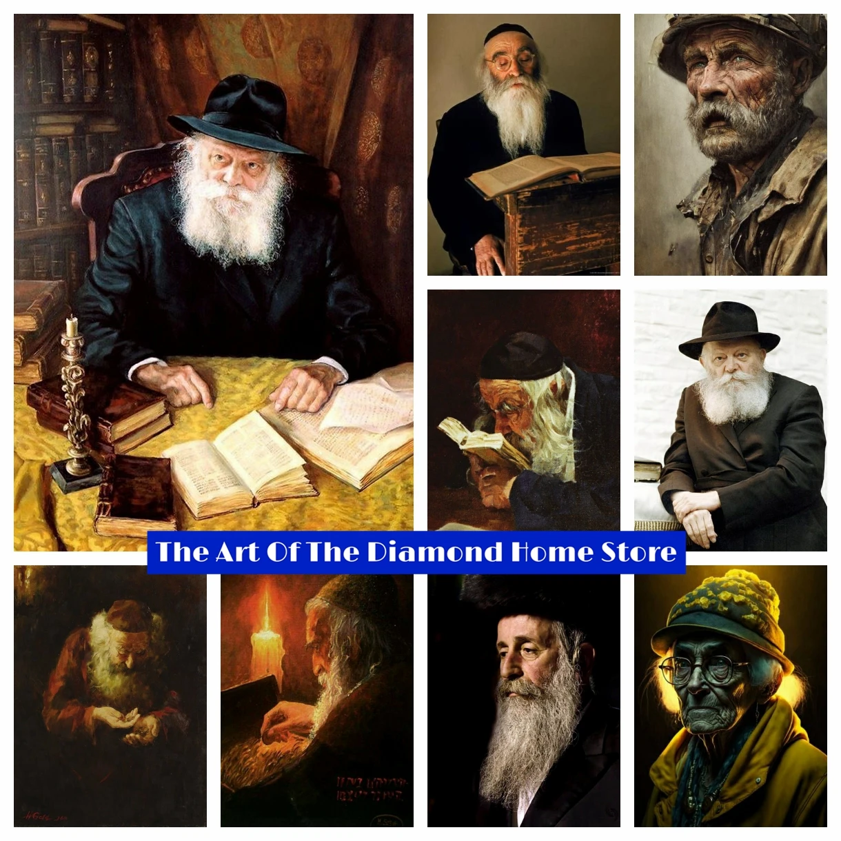 

5D AB Drill Famous Character Rabbi Reading Jews Painting Diamond Embroidery Kits Wall Art Cross Stitch Picture Mosaic Home Decor