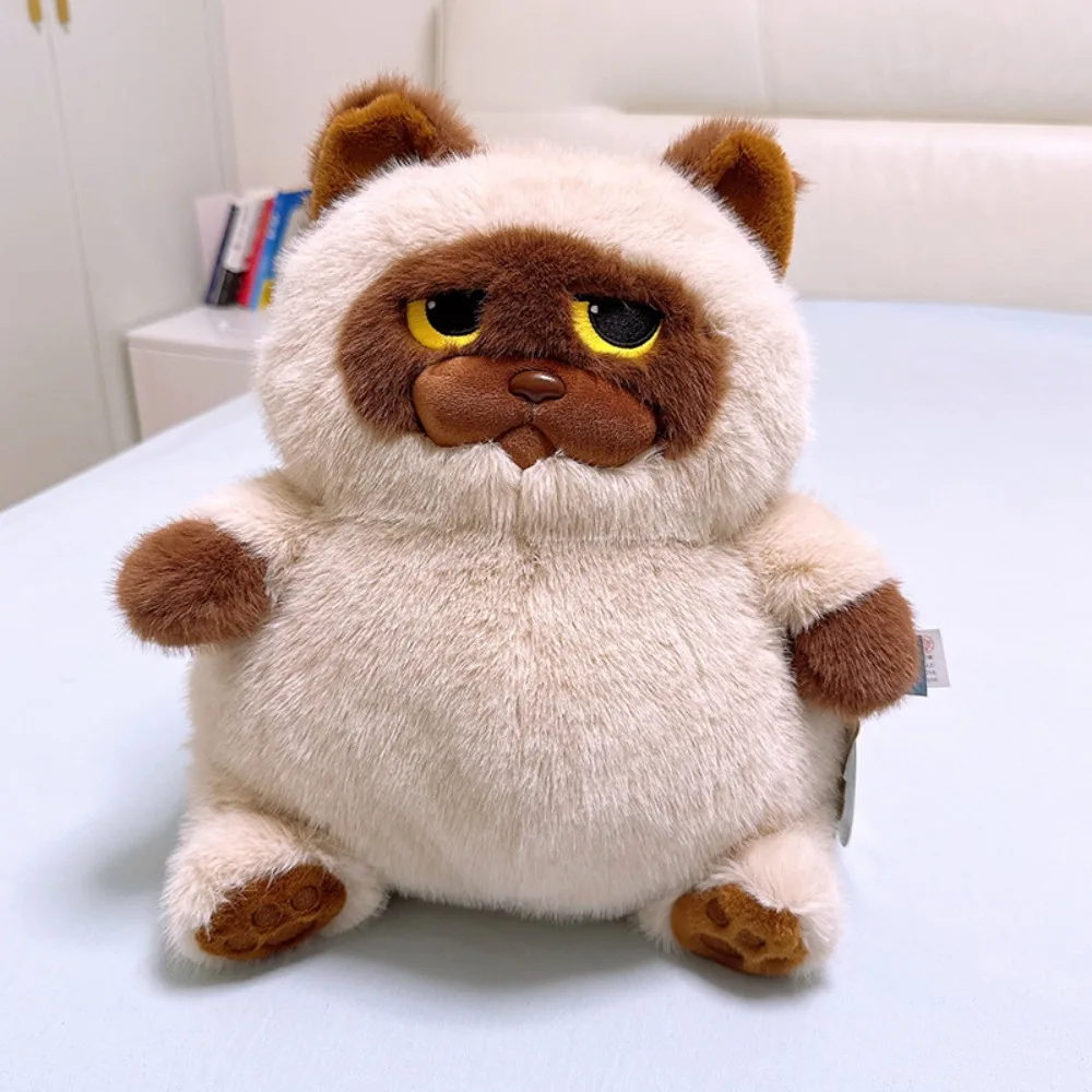 

Big Belly Sitting Cat Plush Toy Lazy Siamese cat Fat Animal Plush Doll Fluffy 35cm Calico Cat Pillow Room Decoration