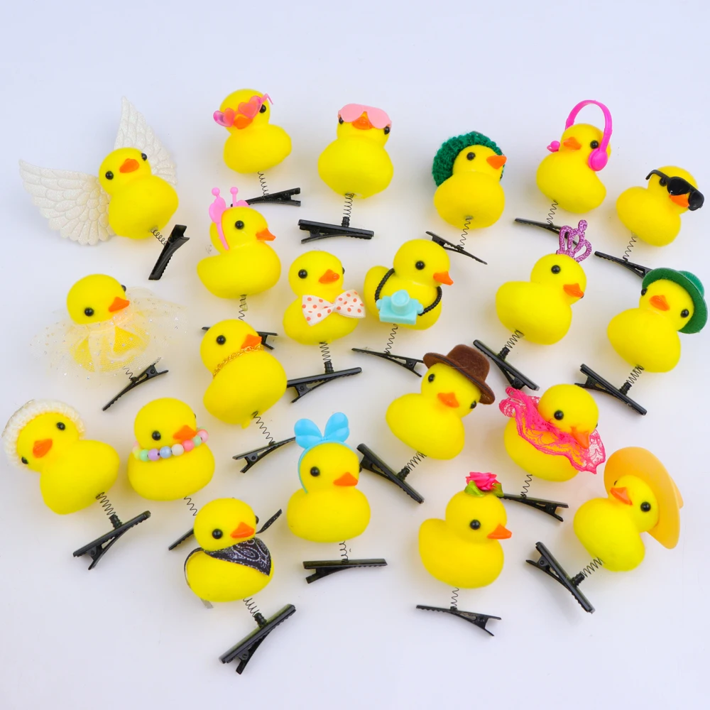 

10/20/50/100Pcs/Lot Cartoon Funny DIY Duckbill Clip Children 3D Little Yellow Duck Girl Hairpin Fashion Accessories Party Gifts