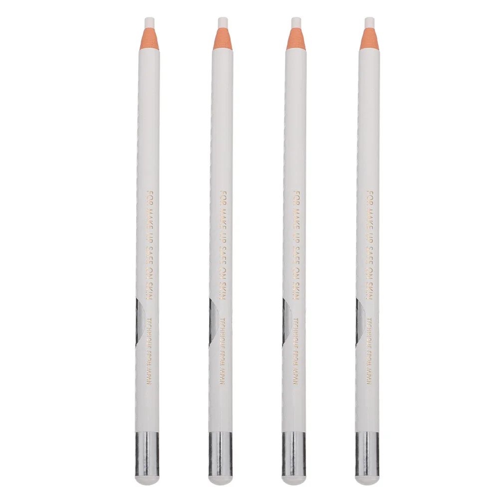 4pcs White Eyebrow Pencil Simple Multipurpose Eyeliner Pencil Eye Makeup Tool For Women Girls Eye Line Drawing Pen Kit