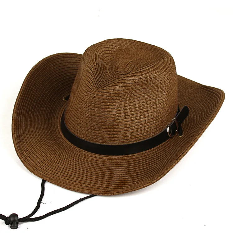 Men and Women Western Cowboy Hat Summer Beach Sun Hat Outdoor Fishing Hat Sun Protection Straw Hat Men\'s Courtesy Hat