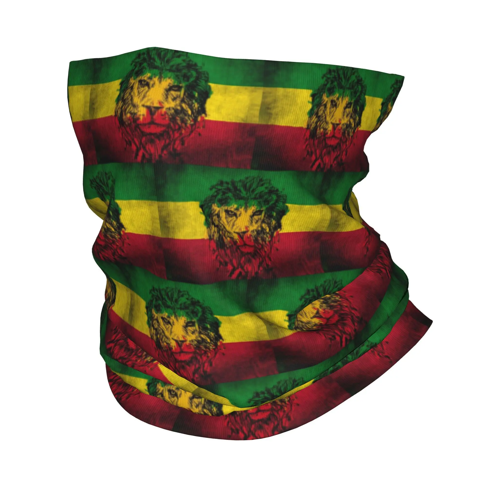 

Custom Lion Of Judah Rasta Jamaican Reggae Bandana Neck Warmer Women Winter Hiking Ski Scarf Gaiter Rastafarian Art Face Cover