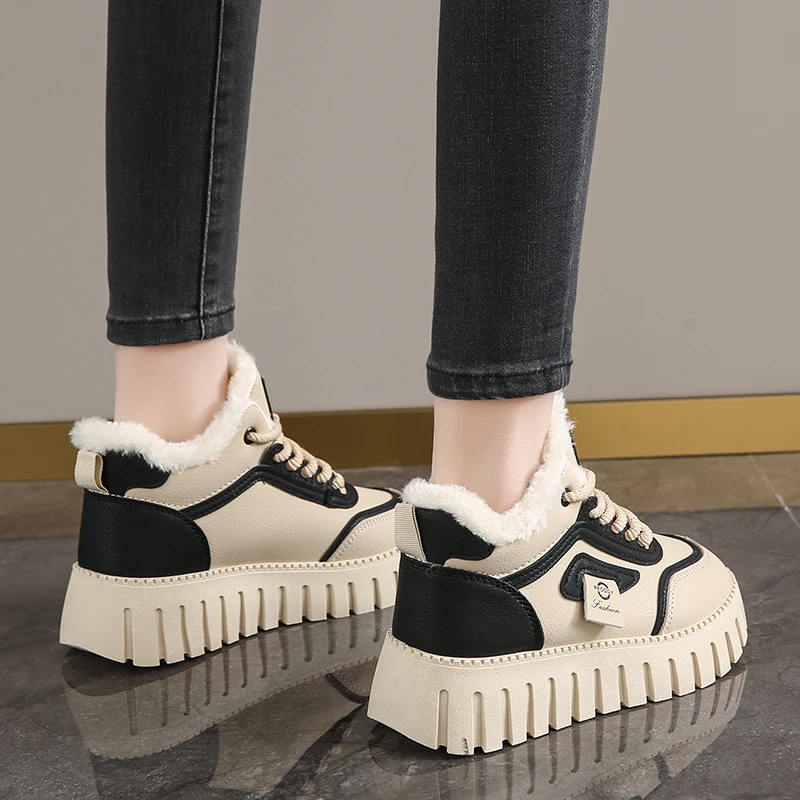 

2025 Thickened Fleece-lined Women's Winter Snow Boots Waterproof Non-slip Warm Footwear High-top Cotton Shoes Sports Board Shoes
