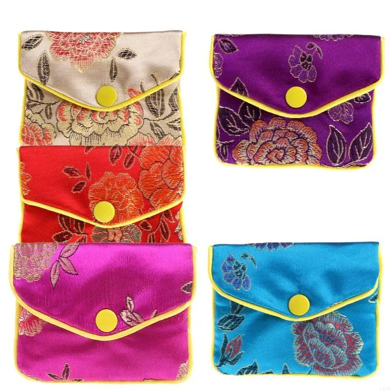 C1fe Oriental Silk Jewelery Wrap Whelew Jewelry Bouch Organizador Almacenamiento viajes para CAS