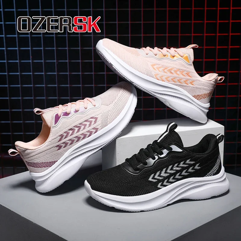 OZERSK Women Shoes Fashion Gym Casual Sneakers Shoes Knitted Classical Soft Comfortable Breathable Female Sneakers