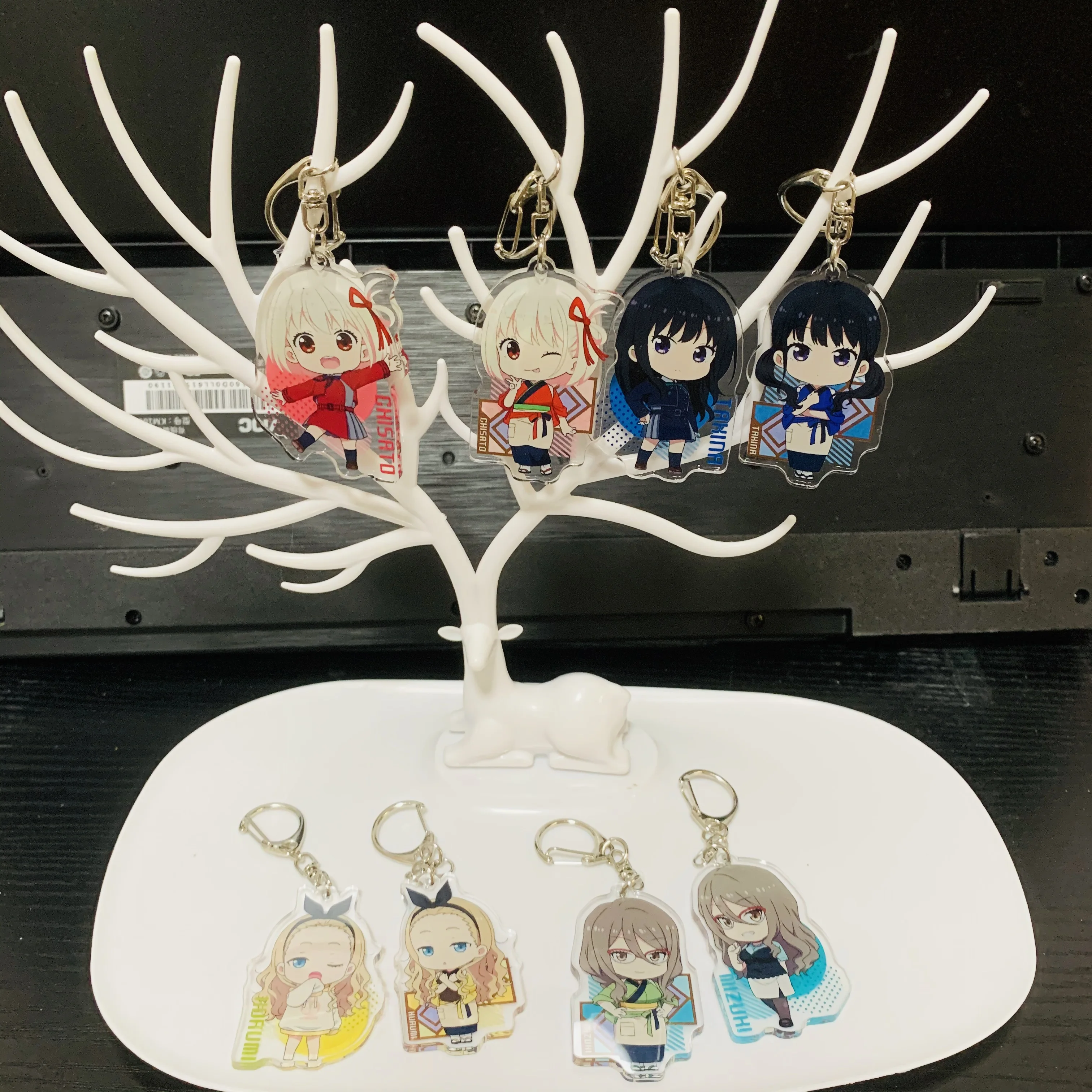 6CM Anime Lycoris Recoil Cosplay Acrylic Keychains Nishikigi Chisato Takina Inoue Mizuki Nakahara Fans Christmas Gifts Key Ring