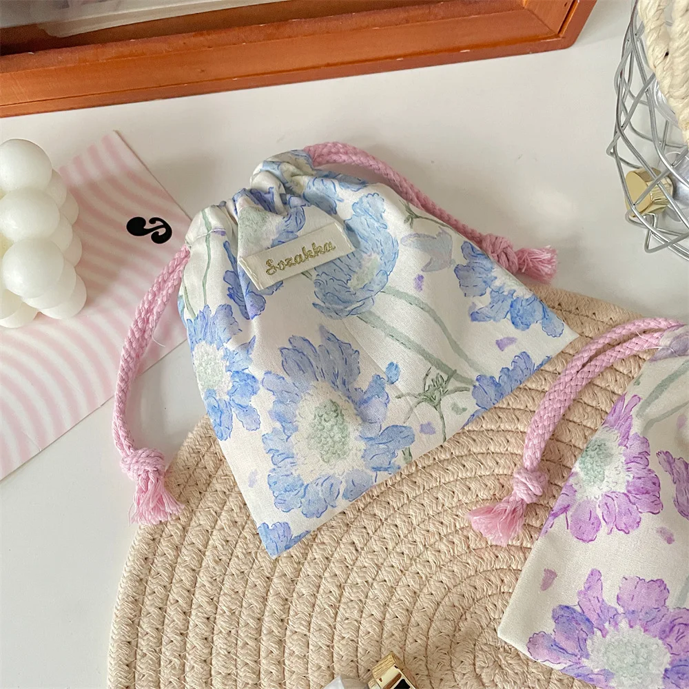 الأزهار الرباط حقائب النساء سعة كبيرة حقيبة مستحضرات التجميل ماكياج الحقيبة سعة كبيرة محفظة نسائية للعملات المعدنية صندوق تخزين المجوهرات