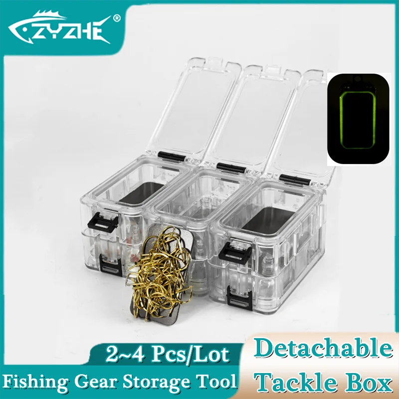 ZYZHE 2/4Pcs Fishing Tackle Storage Box Assembled and Disassembled Magnetic Absorption Fishing Hook Accessories Fishing Gear Box