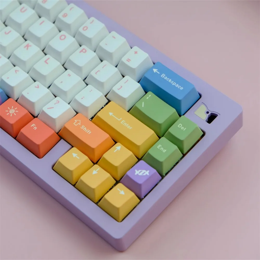 GMK Rainbow Theme Keycap Set 129Keys PBT Custom Artist Cherry Profile Key Cap for Mechanical Keyboard Accessories Gift Lucky65V2