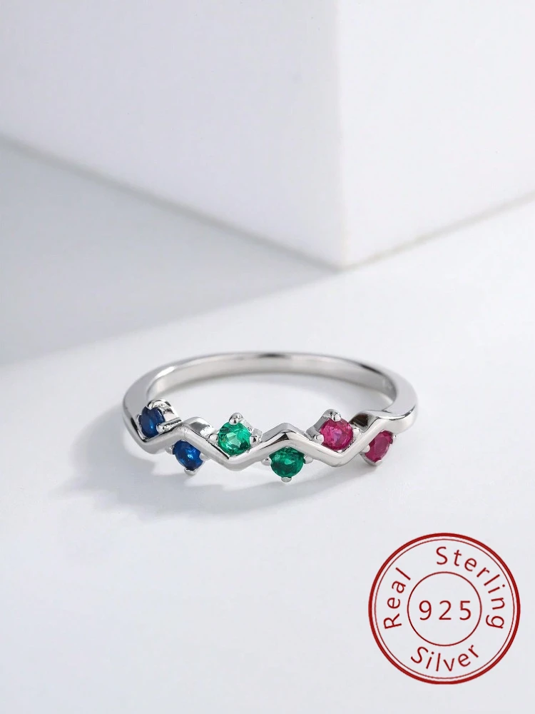 

925 Sterling Silver Wave Three Color Zircon Ring For Women Engagement Wedding Daily Wear Luxury High Quality Fine Jewelry
