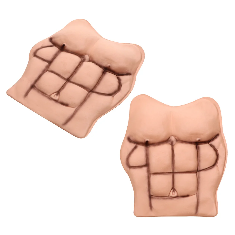 2Pcs Realistic Fake Muscle Chest Props for Men Halloween Cosplay Costumes Themed Parties Quick Wear Design Fake Chest Muscles