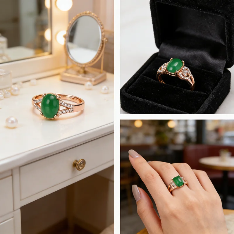 

925 Sterling Silver Gold Color Jewelry Ring Cubic Zircon Square Oval Beads Resizable Adjustable for Wedding Engagement Jewelry