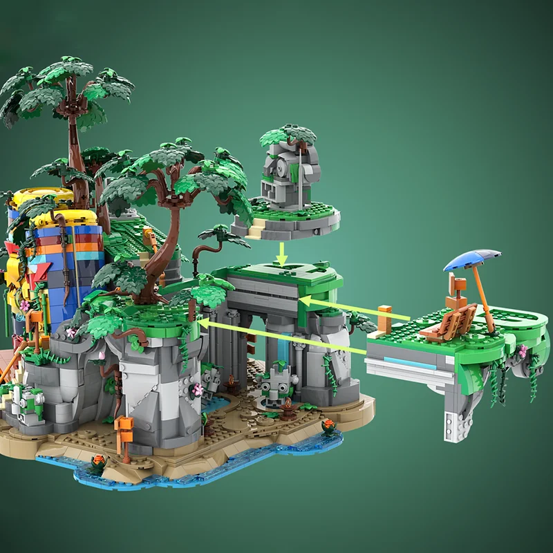 Stad Street View Model Moc Bouwstenen Modulaire Jungle Oude Ruïnes Model Technologie Bakstenen DIY Montageset Cadeau HolidayToy