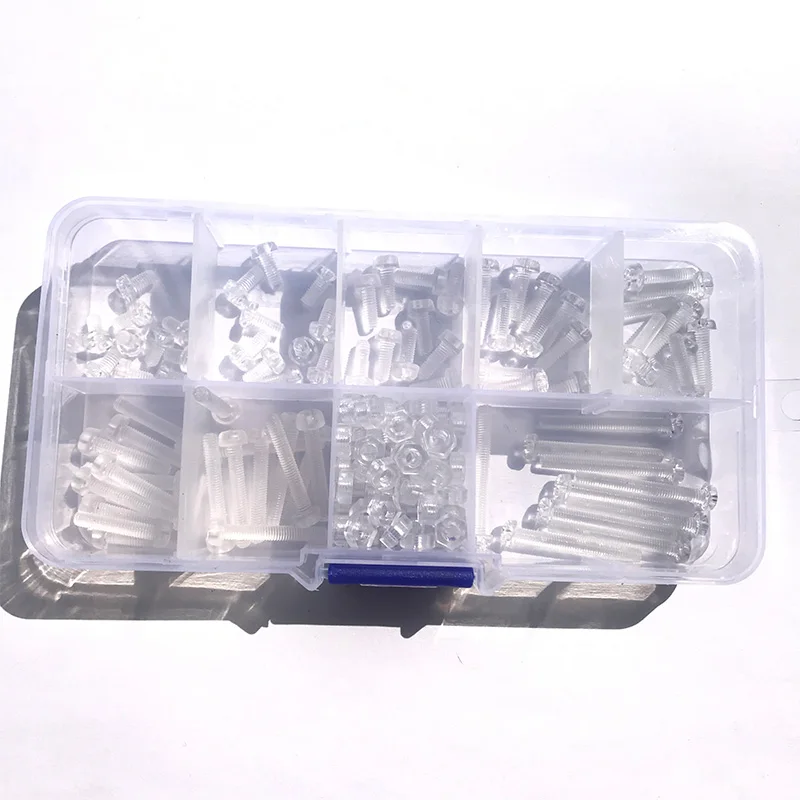 Transparent Pan Head Screw 160Pcs/Sets M3 Acrylic Clear Plastic Nylon M3  Round Phillips Head Screw Bolt with Nut
