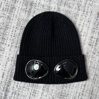 For Cp Personalized Black Knitted Hat Creative Goggles Decoration Warm Cold Hat For Street Fashion Unisex Trendy Hat Keep War
