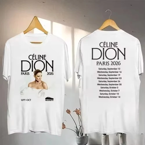 Celine Dion Paris 2026 Fan Tour Gift T-shirt Summer New Fashion Pop Music Streetwear Suitable for Both Men and Women