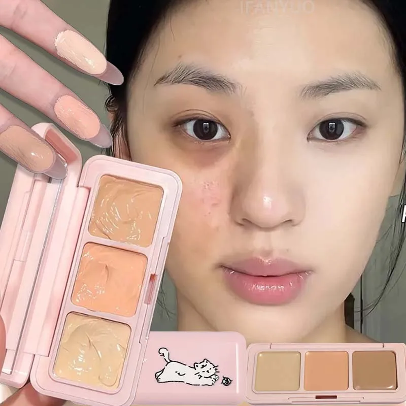 3-color Concealer Cream Palette Moisturizing High Coverage Dark Circles Freckle Eye Brightening Contouring BB Cream Makeup Base