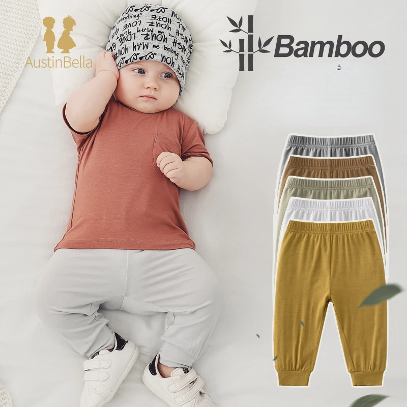 3M-3Y Baby Pants Bamboo Fiber Baby Boys Girls Solid Color Loose Long Trousers Toddler Clothes Anti Mosquito for Newborn