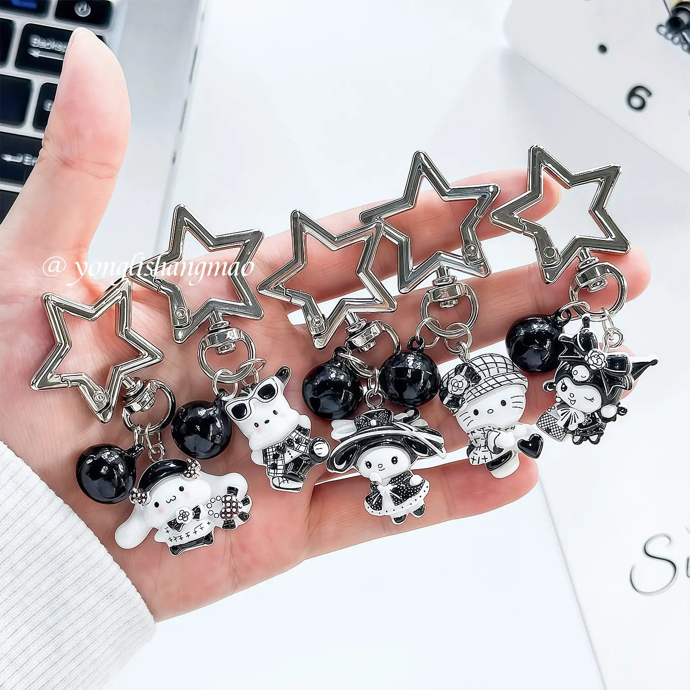 Vintage Y2k Sanrio Hello Kitty Kuromi Star Keychain Phone Case Strap Accessory Pendant Bag Decorative for Girls Women Charm Gift view 2