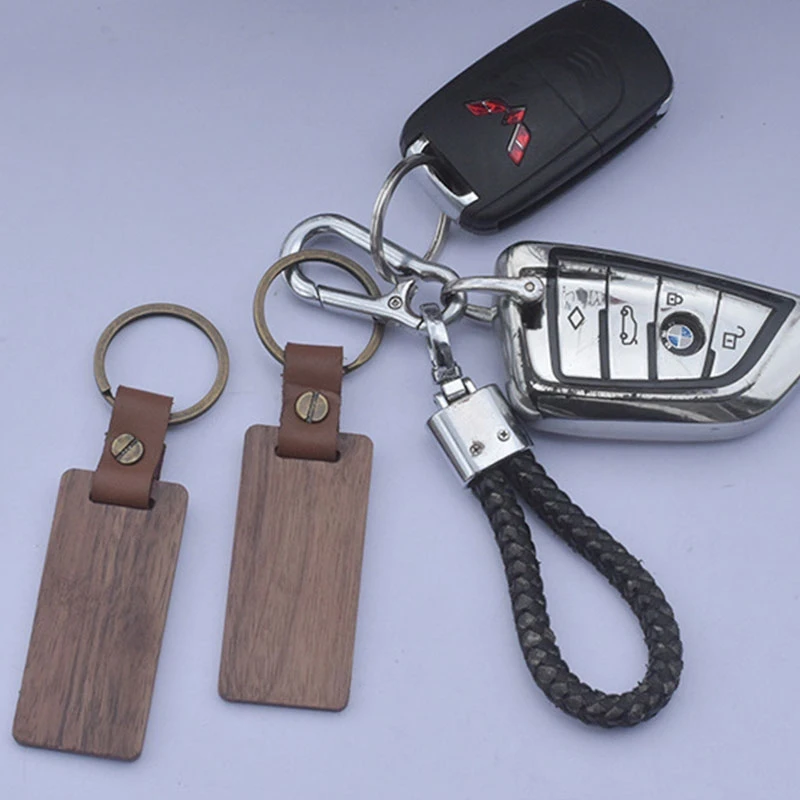 20Pcs Wood Keychain Gift Advertising Wooden Sign Keyring 5 Styles Wood Keychain Personalized Accessories