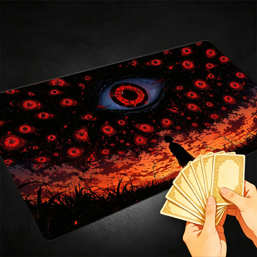 Twilight Demon Eyes TCG Playmat Magic Playmat Gathering Gaming Mat Stitched Edge Anti-slip base 60X35cm Trading Card Game