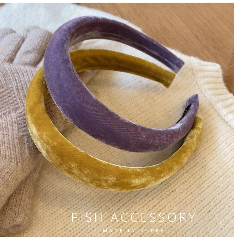 3.5cm Width Fashion Velet Hairbands for Girls  and Women Hair Loop Purple Sponge Hair Band Hair Accessories