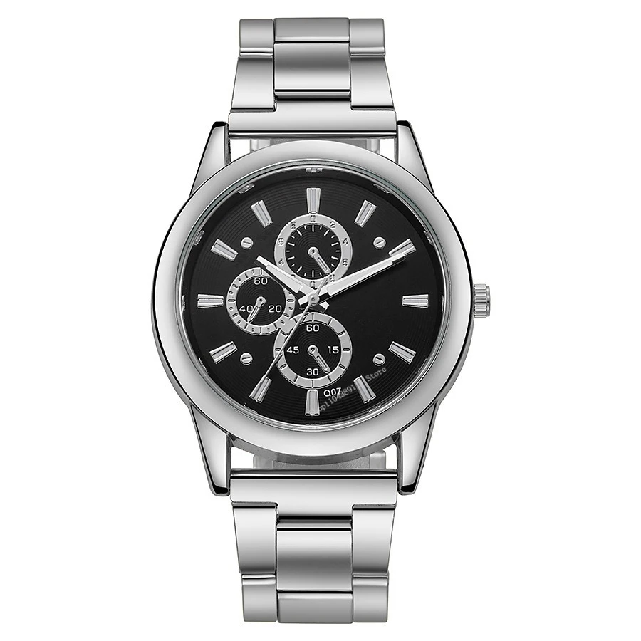 새로운 브랜드 3 눈 골드 캐주얼 쿼츠 시계 남자 스테인레스 스틸 드레스 손목 시계 Reloj Hombre 남자 시계 Masculino Montre