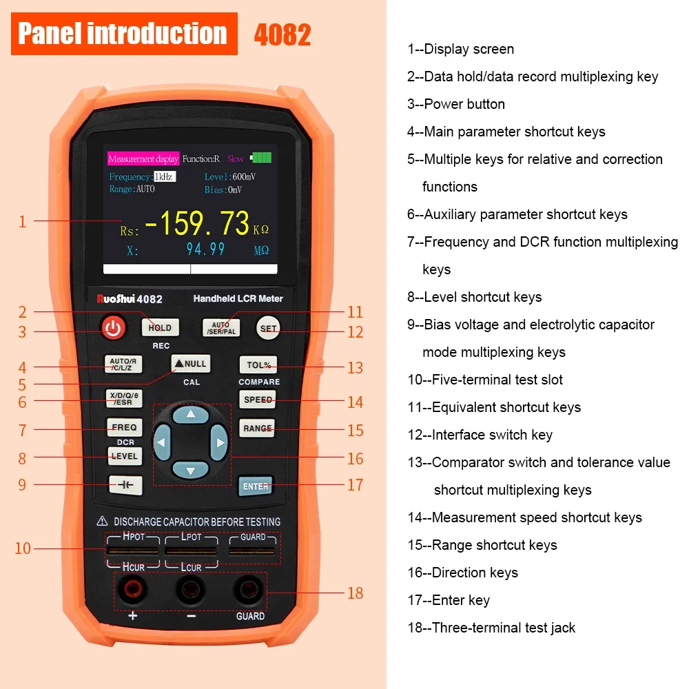 Imagem -03 - Handheld Lcr Meter Digital Ponte Capacitância Indutância Resistência Multímetro Tester Esr Calibração com Usb Super Capacitor