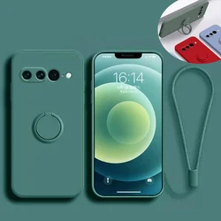 Phone Case For Google Pixel 7 6 8 5 Pro 6A 7A 8A 5A Case Liquid Silicone Soft Cover Ring Holder With Screen Protector Film