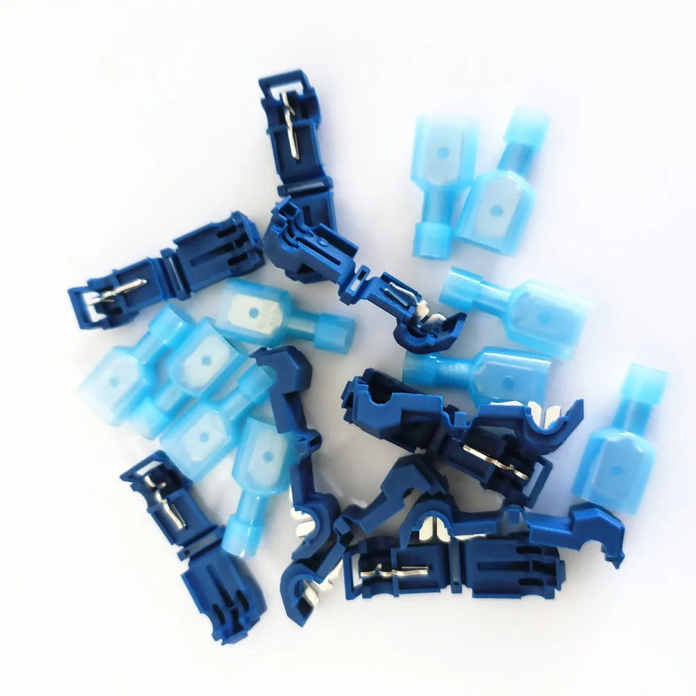 10pcs/lot Blue T Type 15A Quick Splice Crimp Terminals Wire Convenient Connectors L001 For 1.0-2.5mm Line Dropshipping