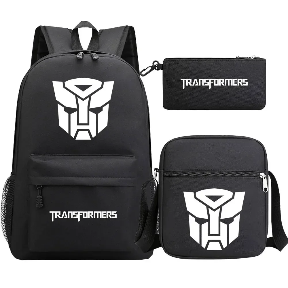 New Transformers 3Pcs Boy Girl Kids School Book Bags Shoulder  Bag Pen Bags Teenager Travel Backpack for Women