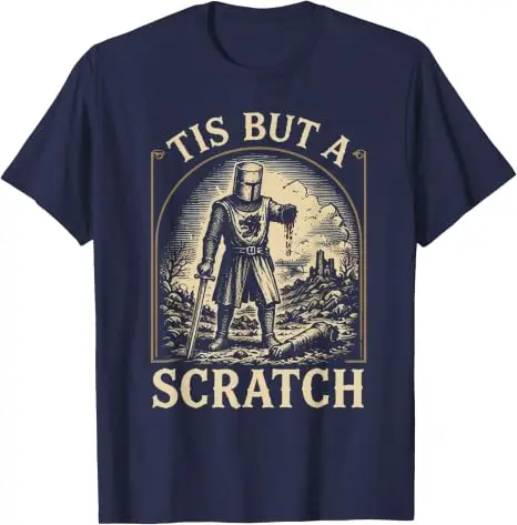 Das ist nur ein Kratzer Lustiges Mittelalterliches Ritter-Grafik-T-Shirt Retro-Krieger Mittelalterliche Rüstung Grafik-Bekleidung Herrenmode Halloween-Geschenk – Detail 12