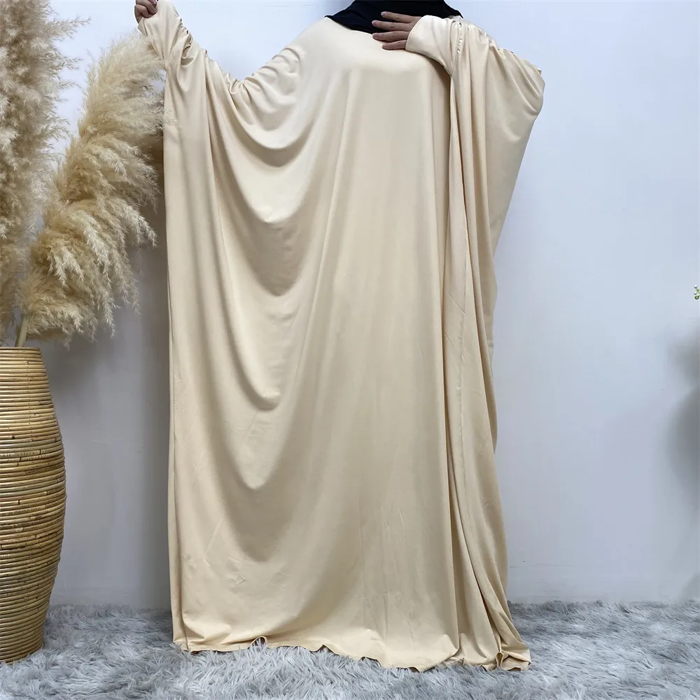 

Мусульманское женское модное однотонное повседневное платье с длинными рукавами и крыльями летучей мыши, свободный халат Абая