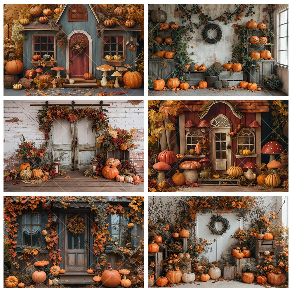 

Autumn Pumpkin Harvest Maple Farm Barn Haystack Kids Aldults Wedding Birthday Party Room Backdrop Custom Decor Photo Background