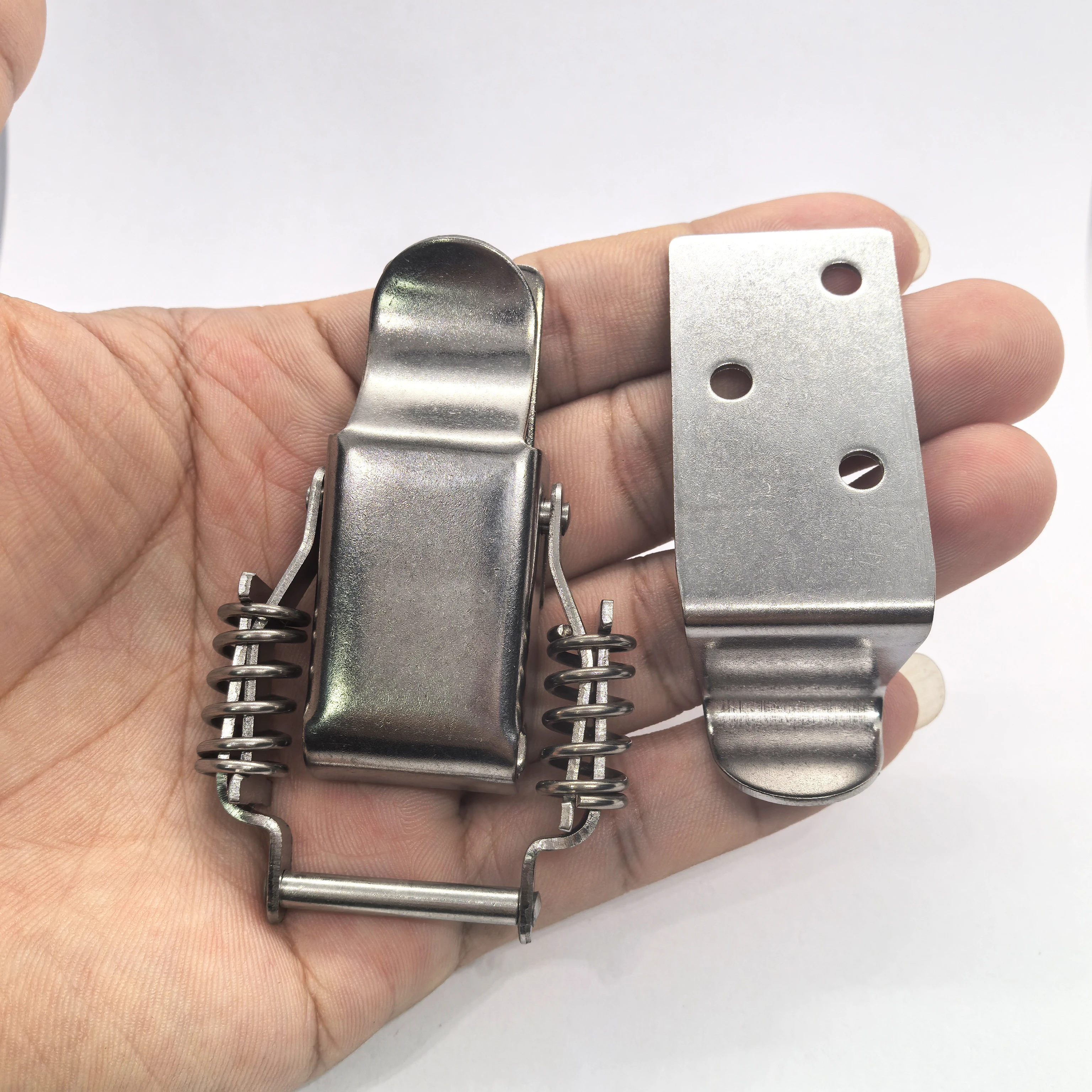 2Pcs 304/Iron Stainless Steel Double Spring Buckle Lock 90 Degree Right Angle Lnstalation Buckle Box Buckle Industrial Buckle