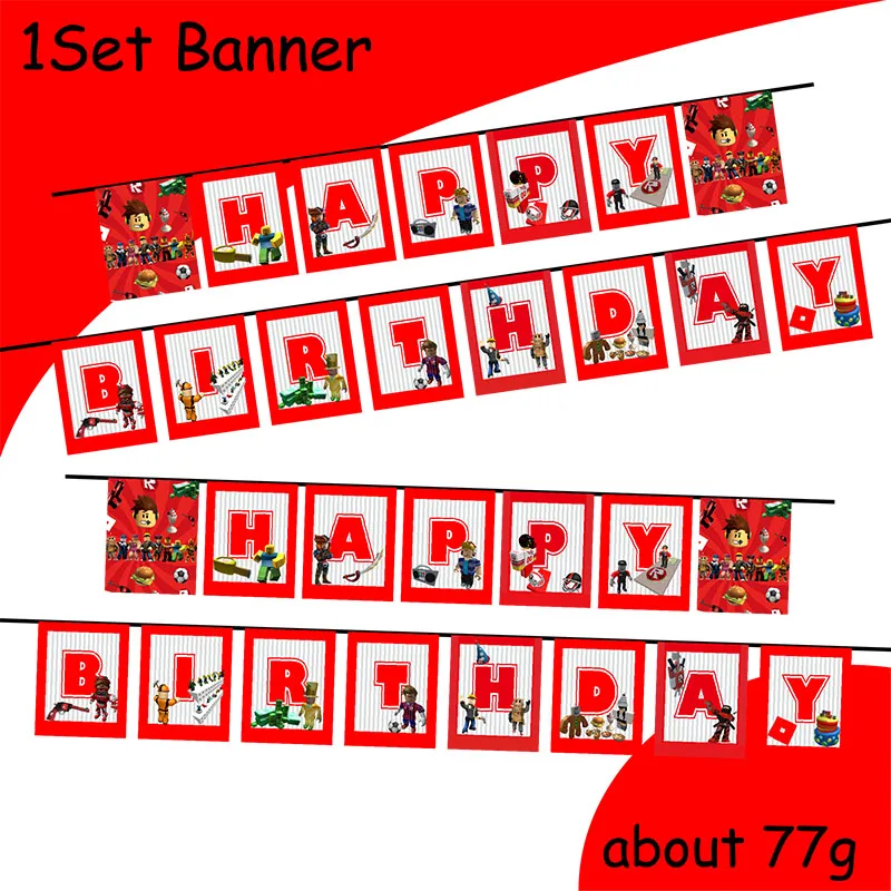 Roblox Birthday Party Decorations Robot Banner Baby Shower DIY Party Supplies Tableware Gift Bag Backdrop Banner Boys