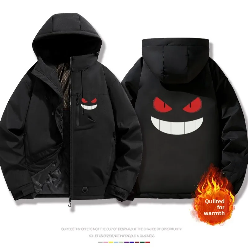 سترة تعاون بوكيمون جينجار الجديدة لعام 2026 - معطف شتوي سميك ومقاوم للماء والرياح ودافئ ومبطن للطلاب والمراهقين بتصميم فضفاض