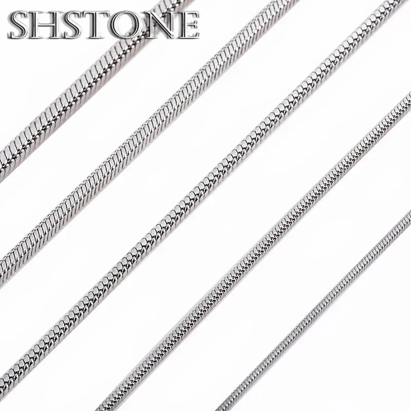 SHSTONE 925 Sterling Silver Round Snake Chain Necklace High Quality 18K Gold 1/2/3mm Necklaces For Men Women's Fashion Jewelry