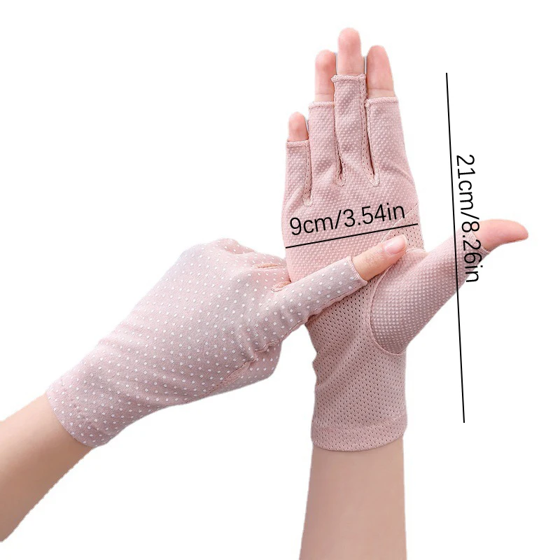 1 Pair Of UV Sunscreen Gloves Half-finger Manicure Anti-tanning Gloves Summer Cycling Anti-skid Open-finger Protective Gloves