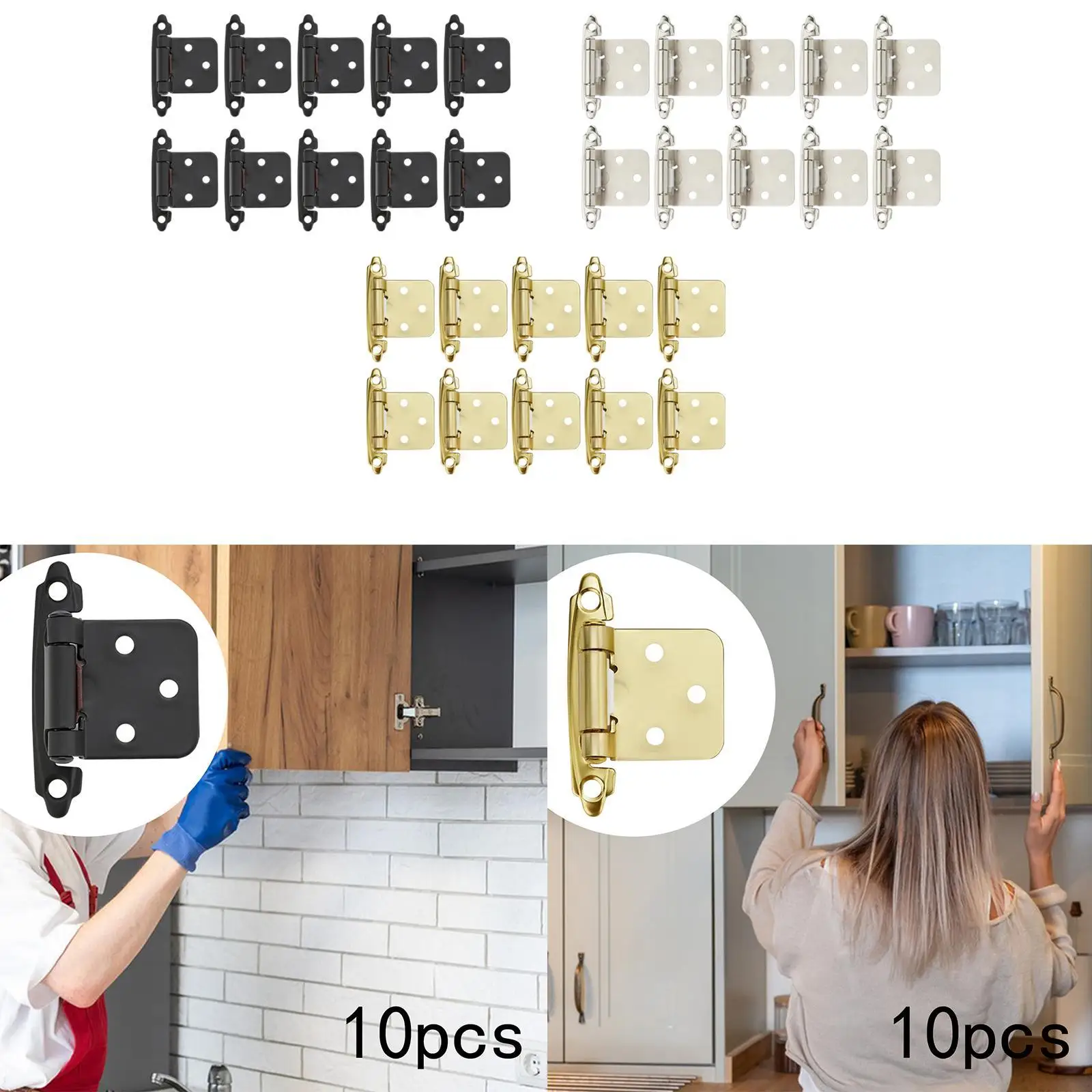 10x 1/2inch Cabinet Door Hinges Easy Installation Heavy Duty Door Hardware