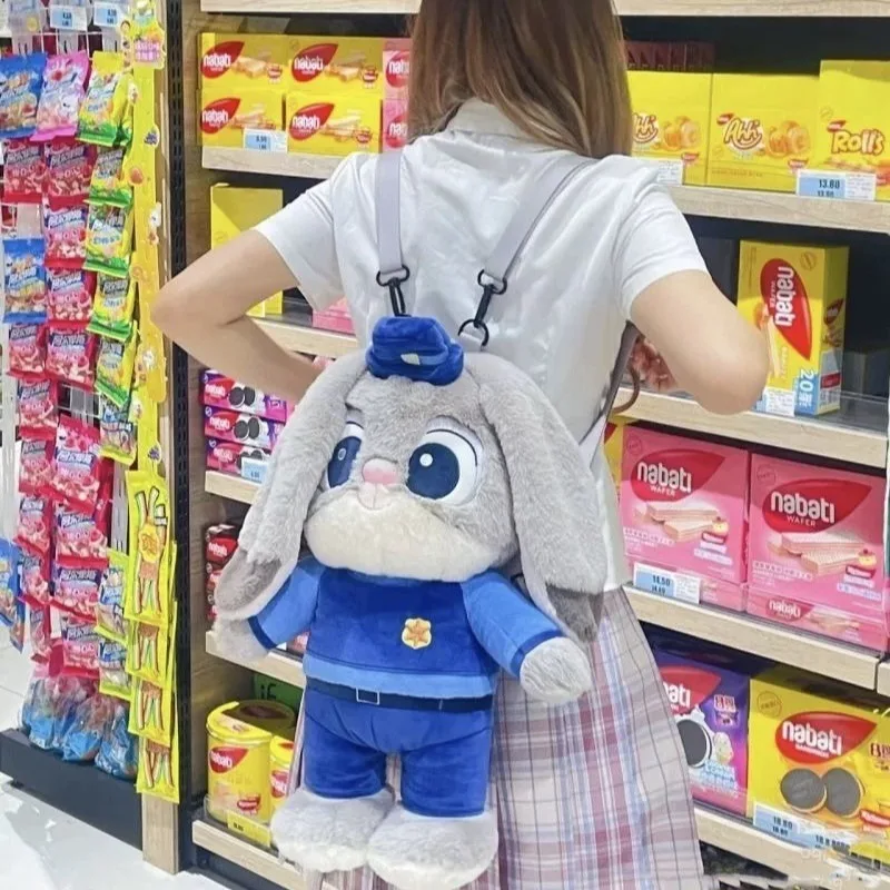 حقيبة ظهر ديزني زوتوبيا ذات سعة كبيرة جودي نيك حقيبة كتف موضة أنيمي لطيف المرأة حقيبة ظهر قطيفة طالب المدرسة Gif